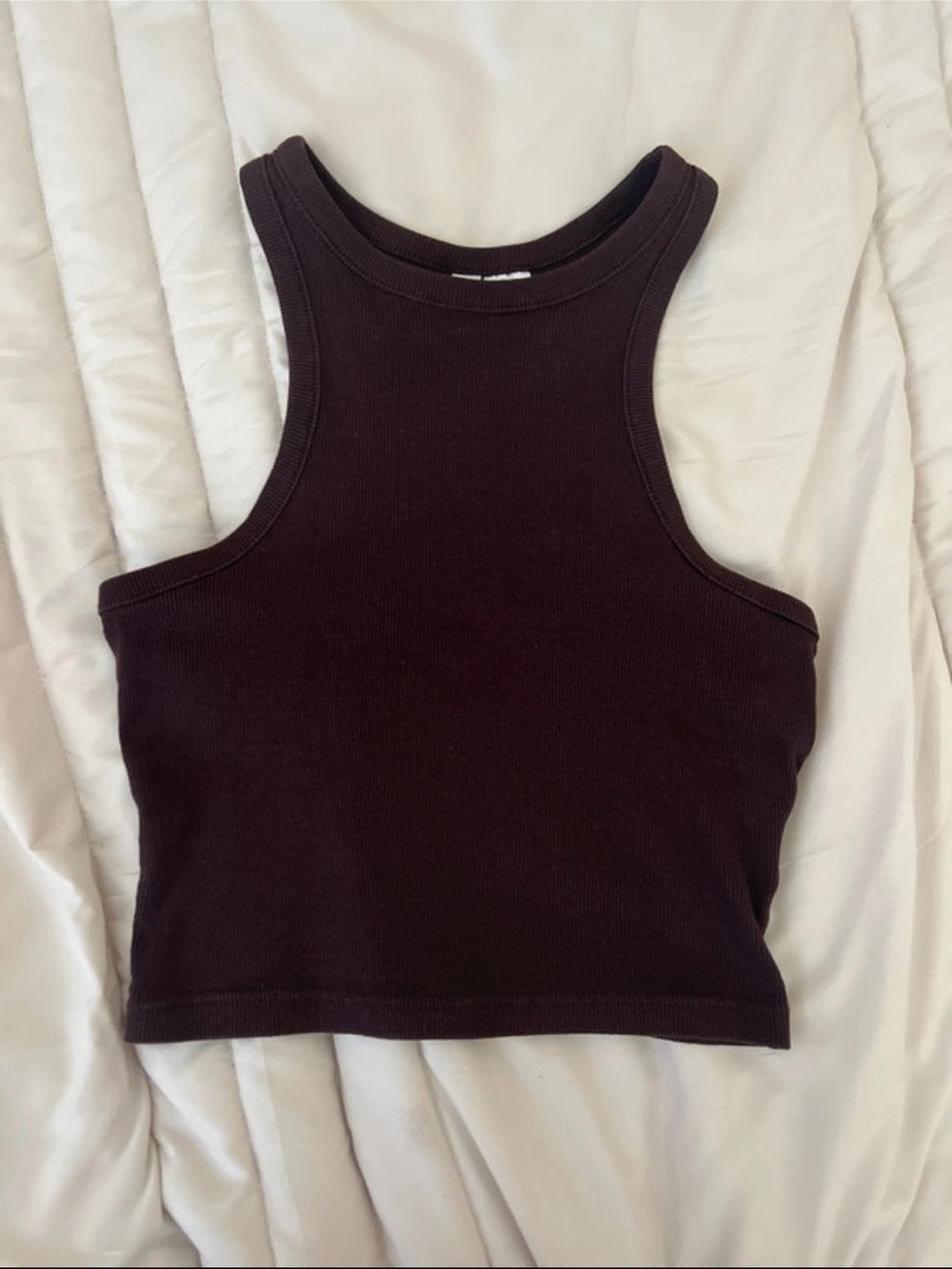 H&M Dark Brown Ribbed Racerback Crop Tank